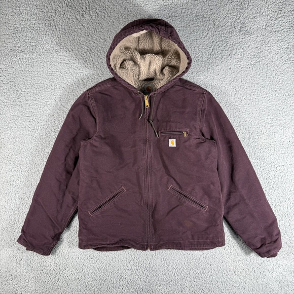 Carhartt Jackets & Blazers - Carhartt For Women Medium Sherpa Fleece Lined Hooded Jacket Purple WJ141DWN